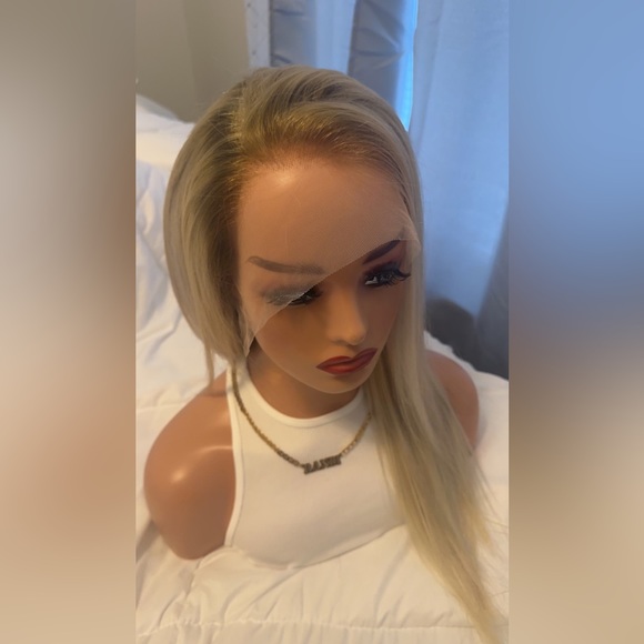 Dark root Blonde Human Hair Wig - Picture 12 of 12